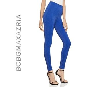 BCBG MAXAZRIA BLUE LEGGINGS METALLIC XS/S